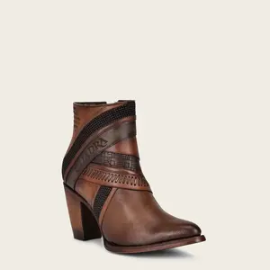 Cuadra Women's Hand Painted Brown Leather Bootie Cuadra Women's Hand Painted Brown Leather Bootie