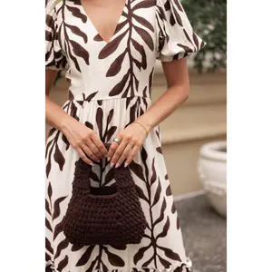 Lani Knitted Handbag - Chocolate