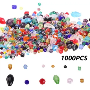A Set of 1000PCS Mixed Crystal, And Glass Beads, Suitable for DIY Jewelry Accessories Like Earrings, Bracelets, And Necklaces, Perfect for Christmas Gift Sets