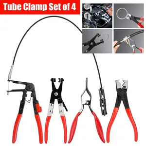 CarTok Tool 4Pcs Hose Clamp Pliers Set | Long Reach Wire Hose Clamp Remover for Tight Spaces | Auto Repair Kit for Radiator, Coolant, Fuel Line | Alloy Steel Heavy Duty – Ideal Gift for Men Mechanic DIY