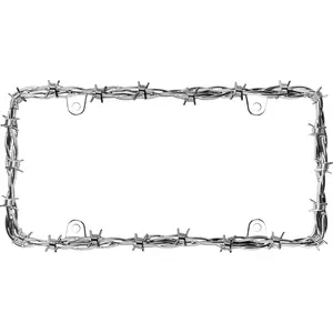 22230 Barbed Wire II License Plate Frame, Chrome, 1 Frame