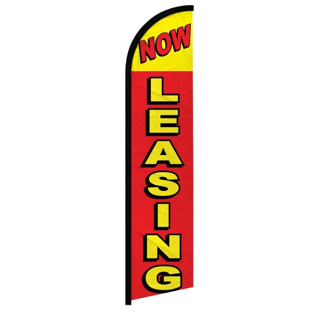 Super-Knitted Windproof Outdoor Banner - 11.5ft x 2.5ft Red & Yellow Large Size Flag with Curved Sleeve, High-Tenacity Hangable Easy-Install Home & Party Advertising Decor Supplies