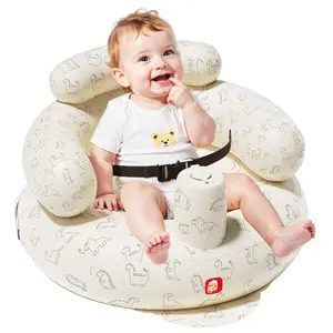 Inflatable Baby Seat with Safety Harness  Babies 3 Months & Up, Baby Floor Seats  Sitting Up, Baby Seats  Infants, Blow Up Baby Chair with Built in Air Pump (Dinosaur)
