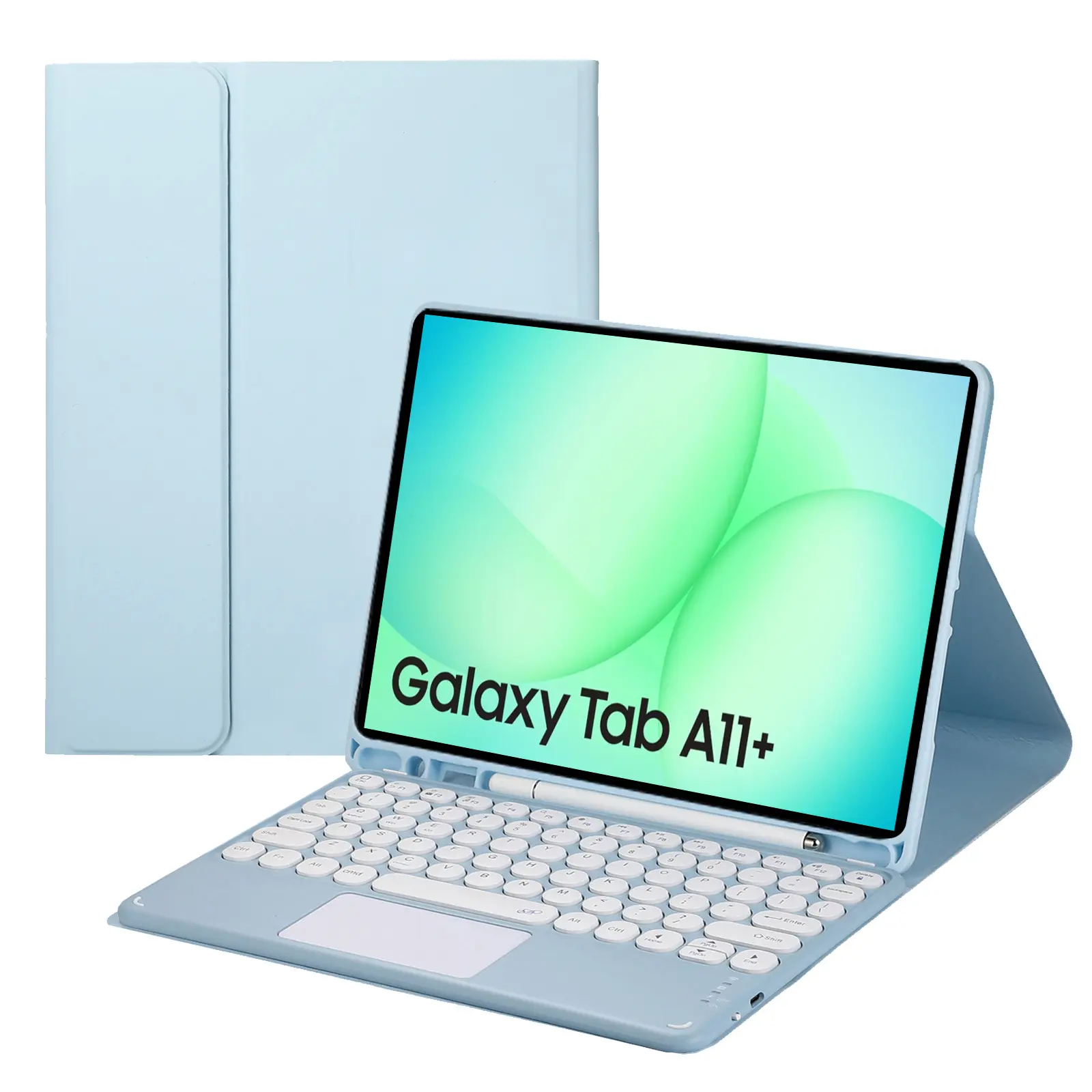 Touch Keyboard Case for Samsung Galaxy Tab A11 Plus 11 Inch 2025 and Galaxy Tab A9 Plus 11 Inch - Soft TPU Cover with Detachable Bluetooth Touch Keyboard