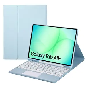 Touch Keyboard Case for Samsung Galaxy Tab A11 Plus 11 Inch 2025 and Galaxy Tab A9 Plus 11 Inch - Soft TPU Cover with Detachable Bluetooth Touch Keyboard