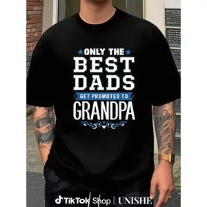 Men's Dad to Grandpa Promotion Shirt – Breathable Cotton Tee with Short Sleeves and Fun Slogan