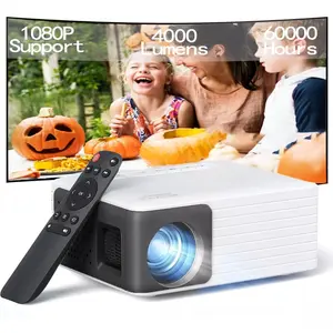 YT Mini Projector 1080P Supported,4000 Lumens LED 3.0 Outdoor Theater, 60000HRS Lamp Life,Black YT