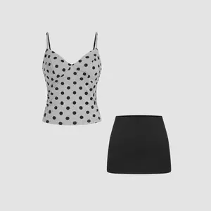 Cider [size 2-10] Polka Dot Crop Cami Top & Low Rise Mini Skirt