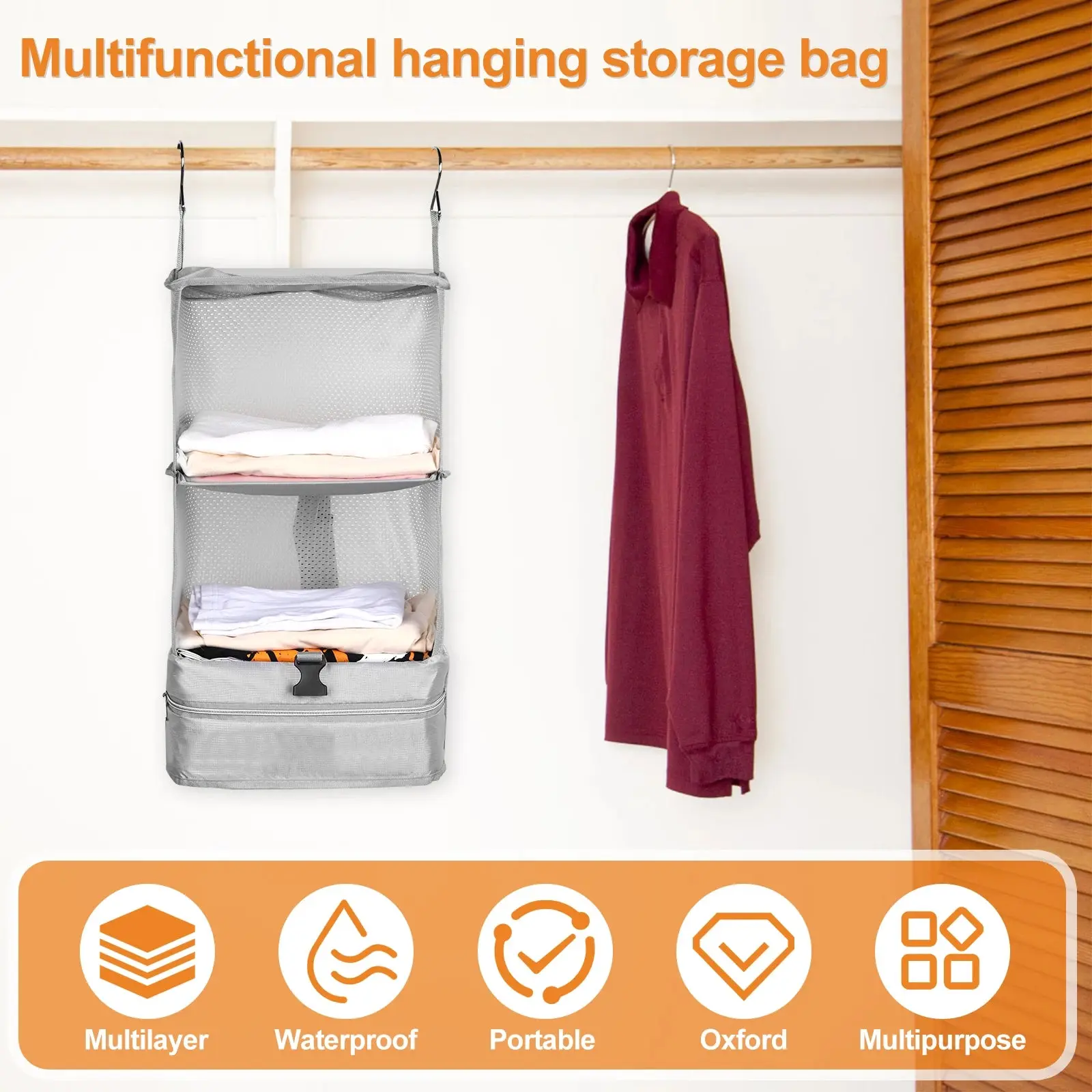 Housewares Luggage Travel Organizer Travel Essentials Hanging Packing Cubes Hanging Closet Shelves Laundry Storage Compartment