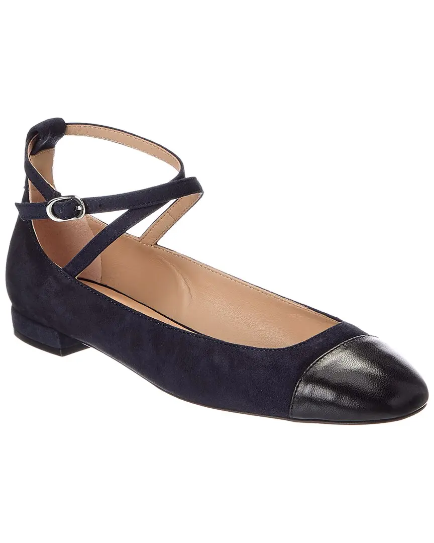 Stuart Weitzman Eden Strap Suede & Leather Flat