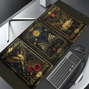 Mystical Tarot Card Floral and Celestial Mouse Pad, Large Gaming Mouse Pad, Aesthetic Desktop Decoration Protective Pad, Multi-size Mousepad Suitable for Laptop