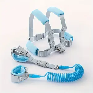 Anti-Wandering Leash, Travel Safety Rope & Bracelet Set, Dual-Purpose Design, Spring Traction Strap for Kids