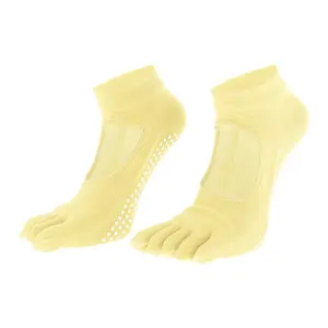 Unique Bargains Women's Closed Yoga Five Toe Socks Yellow 1 Pair