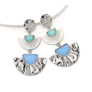 Susan Graver Fan Shaped Hammered Metal Earrings