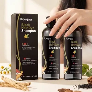 3-In-1 Herbal Black Hair Dye Shampoo Set (100ML*2), Smooths Hair, Gentle Cleansing, Strong Root Strength, Moisturizing, Glossy Hair Shampoo