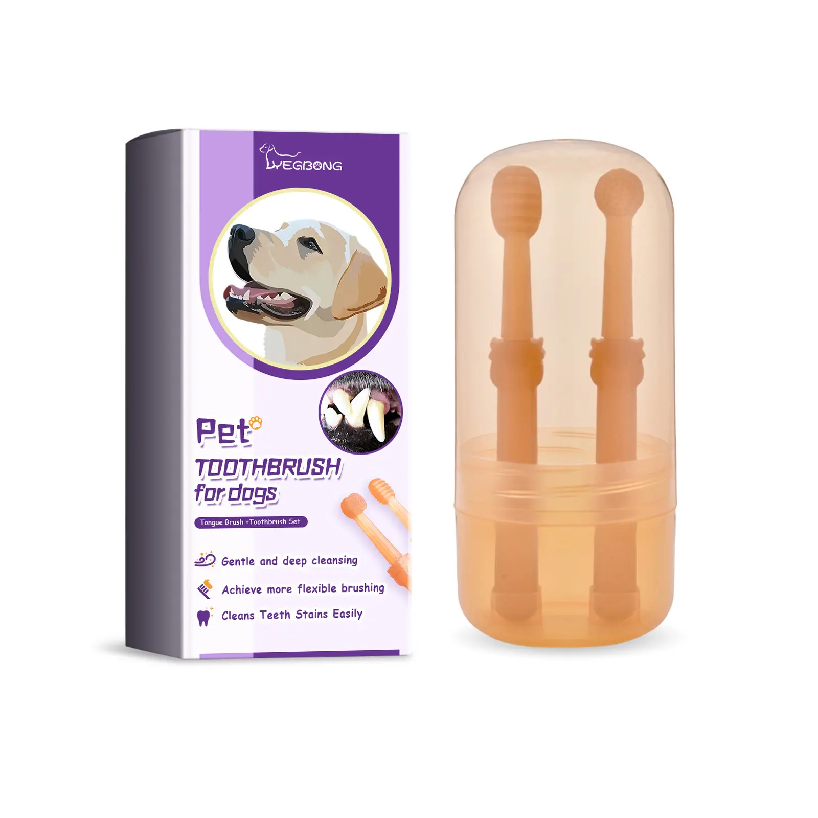 Yegbong Silicone Pet Oral Care Set - Toothbrushes, Tongue Brush, Dental Sticks for Dogs & Cats, Gentle and Deep Cleansing, Gum-Safe Plaque Remover, Teeth Stain Cleaner, Fresh Breath Support