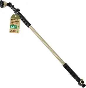 RESTMO Extra Long All Metal Telescoping Watering Wand, 180° Adjustable Ratcheting Head | 4 Spray Patterns | Thumb Flow Control, Perfect Garden Hose Sprayer to Water Hanging Baskets, Shrubs summergarden
