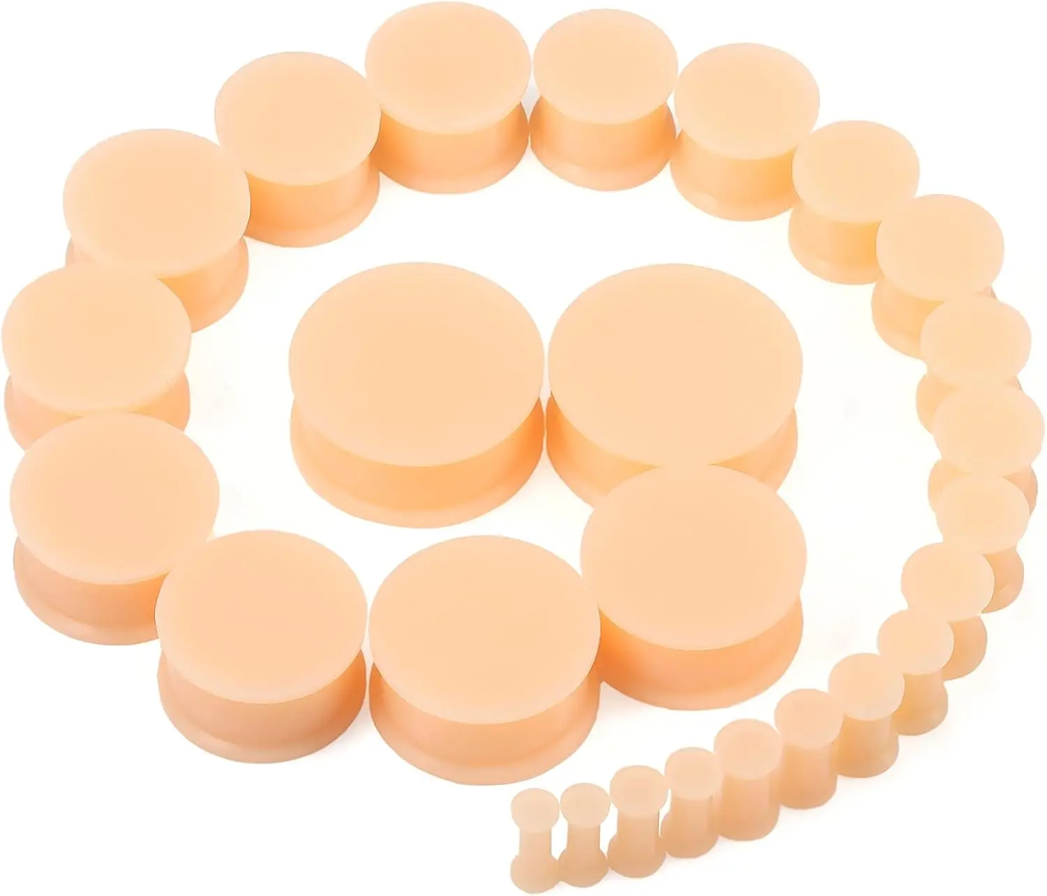 8G-25mm Black Soft Solid Silicone Stretching Ear Gauges Kit, Double Flared Plugs Tunnels Expanders Saddle Earrings Piercing Jewelry for Men, Women in Black, White, Flesh Skin Tone, Stretching Ear Plugs, Silicone Ear Plugs