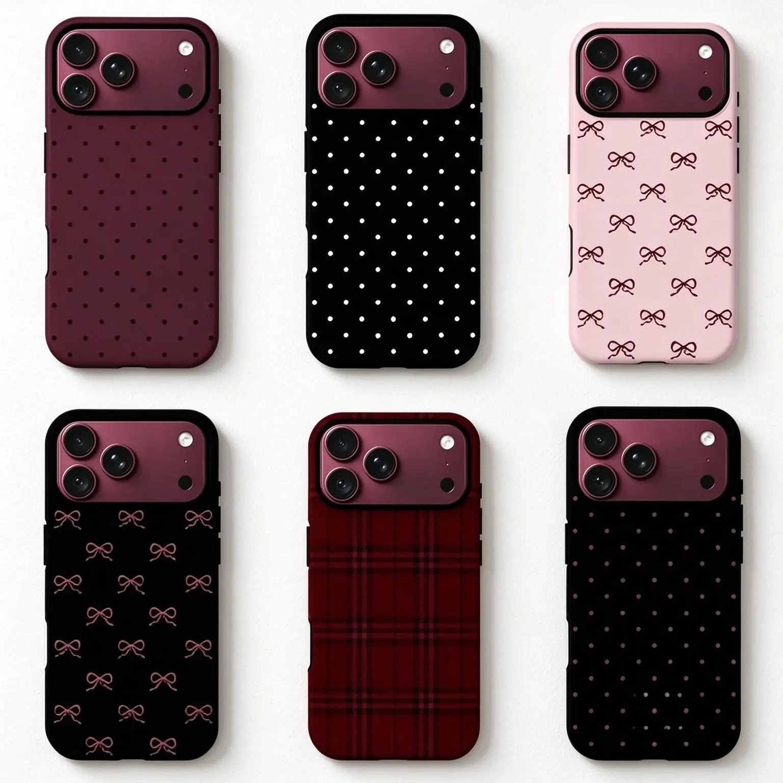 New Polka Dot Bow Film 2-in-1 Magnetic Phone Case For iPhone 18 Promax 17E 17 16 15 14 13 12 11 Pro Plus Air Anti-Fall Black Shockproof Protective back Cover Fans Gift fit,simple style,fashionable girl Protection Wireless Aesthetic Protector