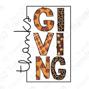 Thanksgiving Script Fall Pattern - DTF Transfer