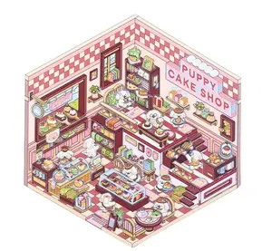 3D Sticker Scenes, DIY 3D House Sticker, Cute Stickers for Adult, Miniature Scene Stickers, Funny Sticker Rooms Book for Relief Stress, Pass The Time，Ship From China