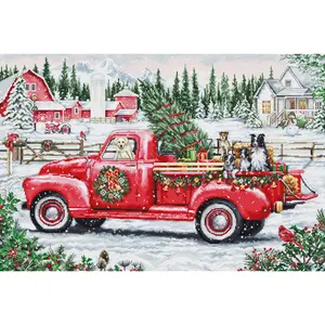Red Christmas Truck BU5101L Counted Cross-Stitch Kit