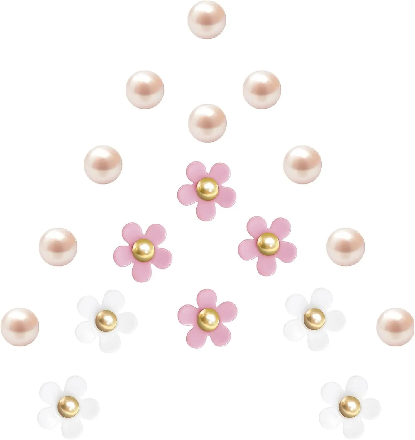 18 Pcs Cute Daisy Flower Shoe Charms Set - Acrylic Flower & Pearl Shoe Pins - DIY Aesthetic Shoe Decoration Accessories for Sandals, Party Favors & Gifts for Women & Girls