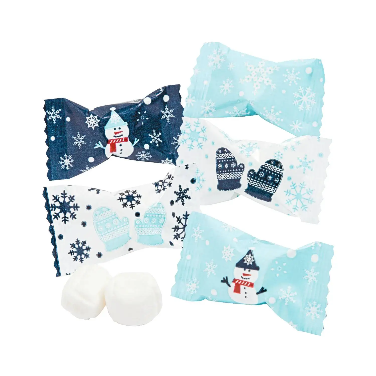 14 oz. Winter Snowman, Snowflake & Gloves Wrapped Buttermints - 108 Pc.