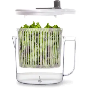 Salad spinner 26 qt small manual lettuce spinner with builtin draining system salad spinner colander and water pitcher in one fruit vegetable basket colander kitchen gadgets