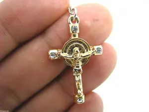 Tri Tone Beads Square Holy Mary Guadalupe Crucifix Pendant Rosario Rosary 24"