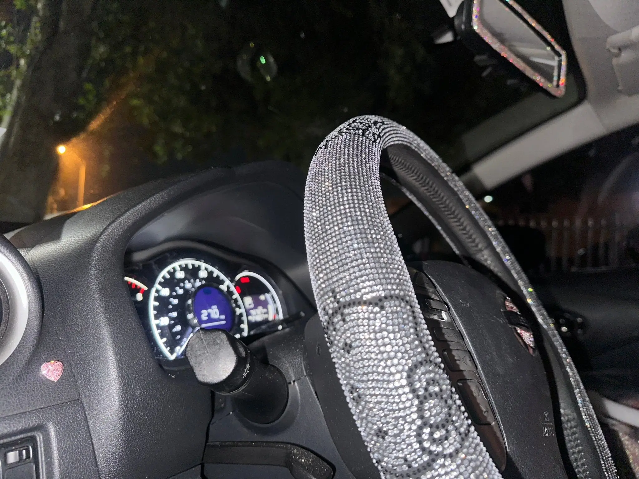 Steerig Wheel Cover bling rhinestones silver