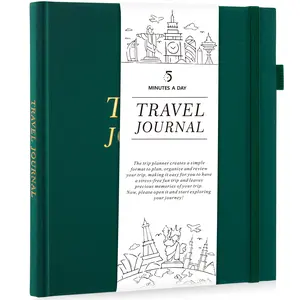 Travel Journal for Women, Travelling Planner Notebook Diary for Traveler, Travel Gifts, Pink / Dark Green