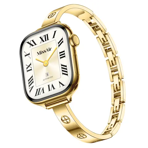 MISSAIR Slim Crosslet 316L Stainless Steel Bracelet Band for Women, Adjustable Link Strap Compatible with Apple Watch Series 1–12, SE & Ultra, 38mm–49mm