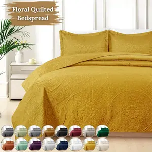Lightweight Quilted Bedspreads all sizes Bed - 3 Piece Oversized Bedspread  - Soft Bedding Set with 2 Matching Pillow Shams - Best For Gift
