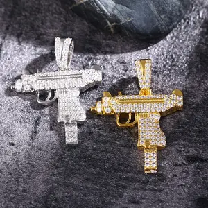 【JIKU】​Rapper's Choice: Matching Gun-shaped Pendants with 360° Zircon Coverage