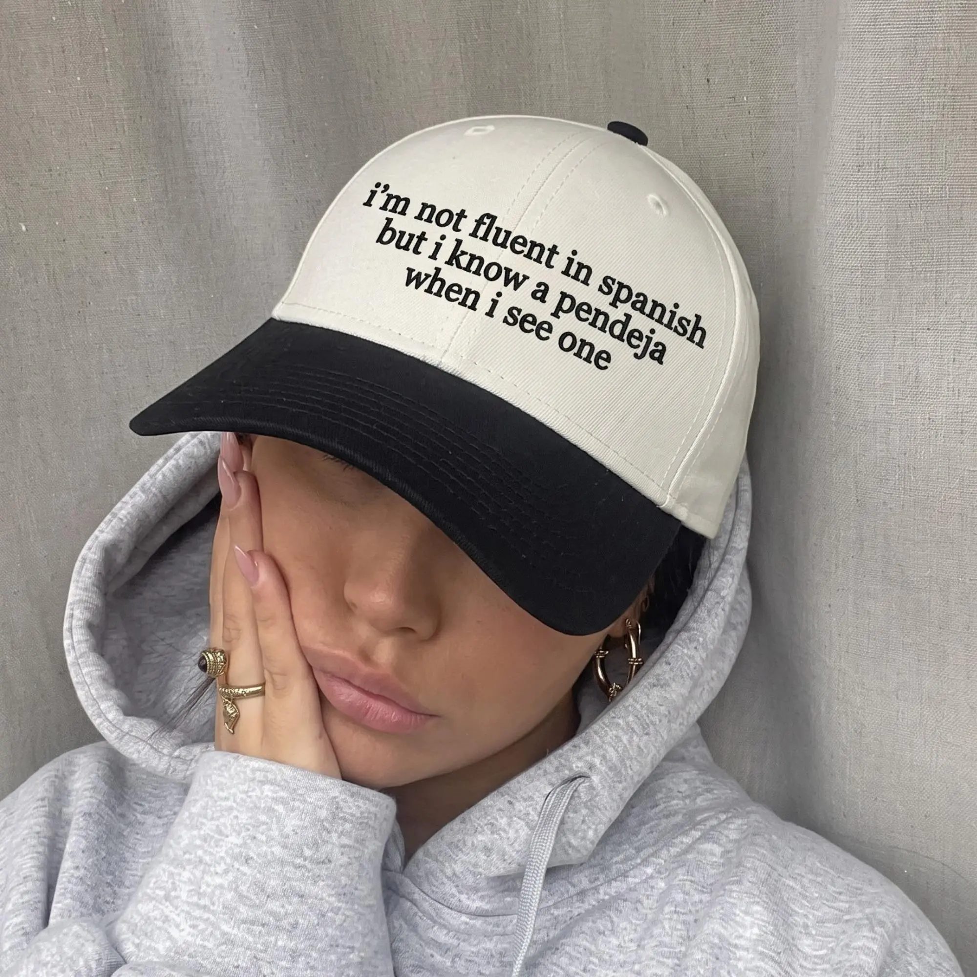 Im Not Fluent In Spanish But I Know Pendejo Embroidered Hat Funny Spanish Quote Baseball Cap Sarcastic Humor Dad Hat Humorous Relatable Saying Washed Cap Unique Funny Mexican Gift Daily Casual Outdoor Summer Cap