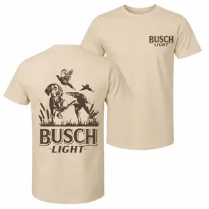 Men's American Light Lager Printed Pure Cotton Short-Sleeve Shirt — Unisex Casual Wear, Ideal for Spring and Summer; Cool Graphic Tee featuring a Classic Crew Neck Design; Soft Cotton Fabric, Suitable for All Seasons