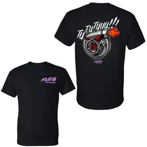 FASS Turbo T-Shirt, Evil Turbo with Flames and Boost Text 2 Sides Graphic Tee, Soft Cotton Blend Shirt, Streetwear Automotive Apparel for Men and Women, Gift for Diesel and Car Enthusiasts