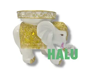 Base de Resina Elefante Blanco Dorado/ Elephant Table for Orula/ Santeria