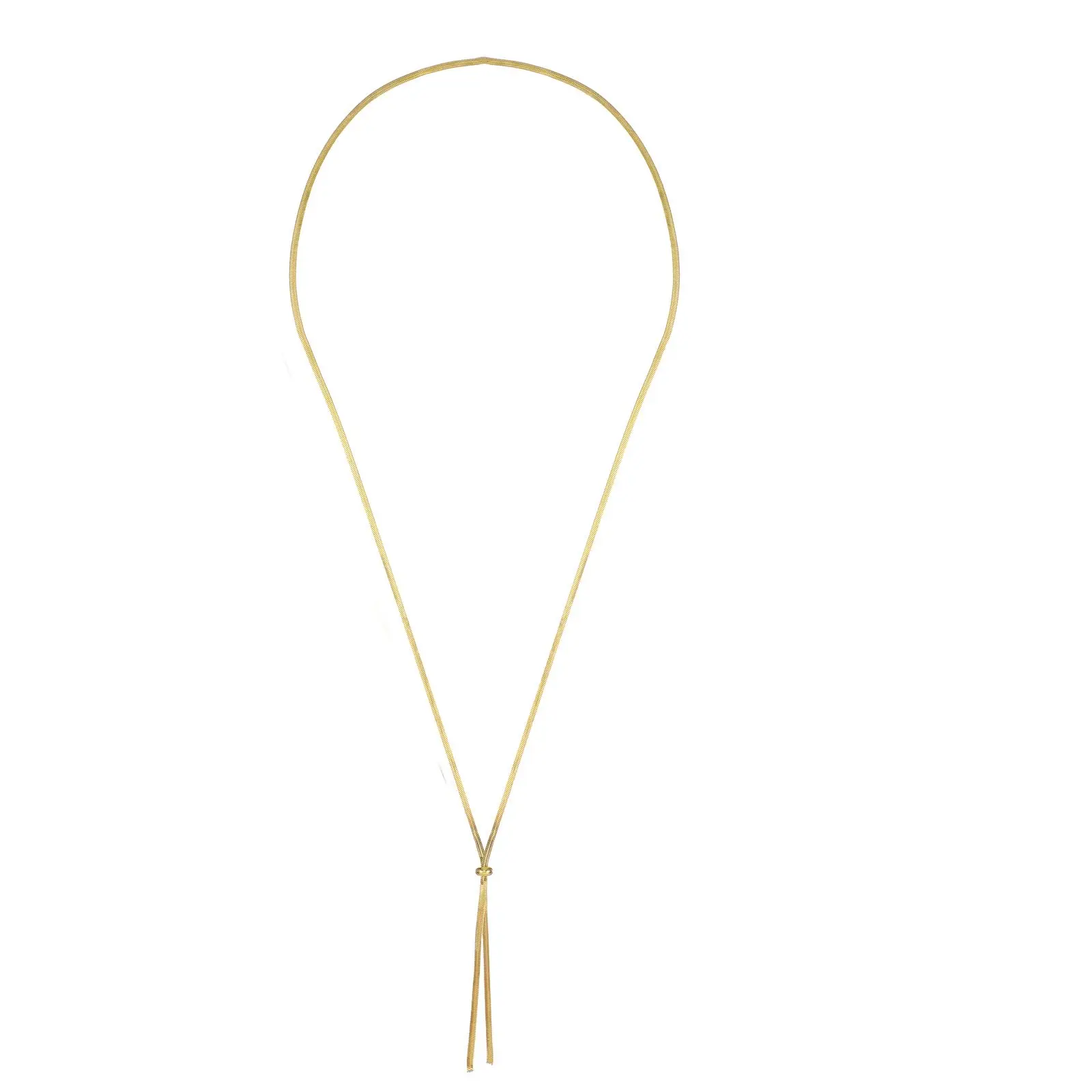 Long Necklaces for Women Dainty Y-Shaped- Slip Tie Thin Layered Chest Chain | Gold Choker Necklace for Women with Adjustable Slider Ball Drop Statement Necklace Simple