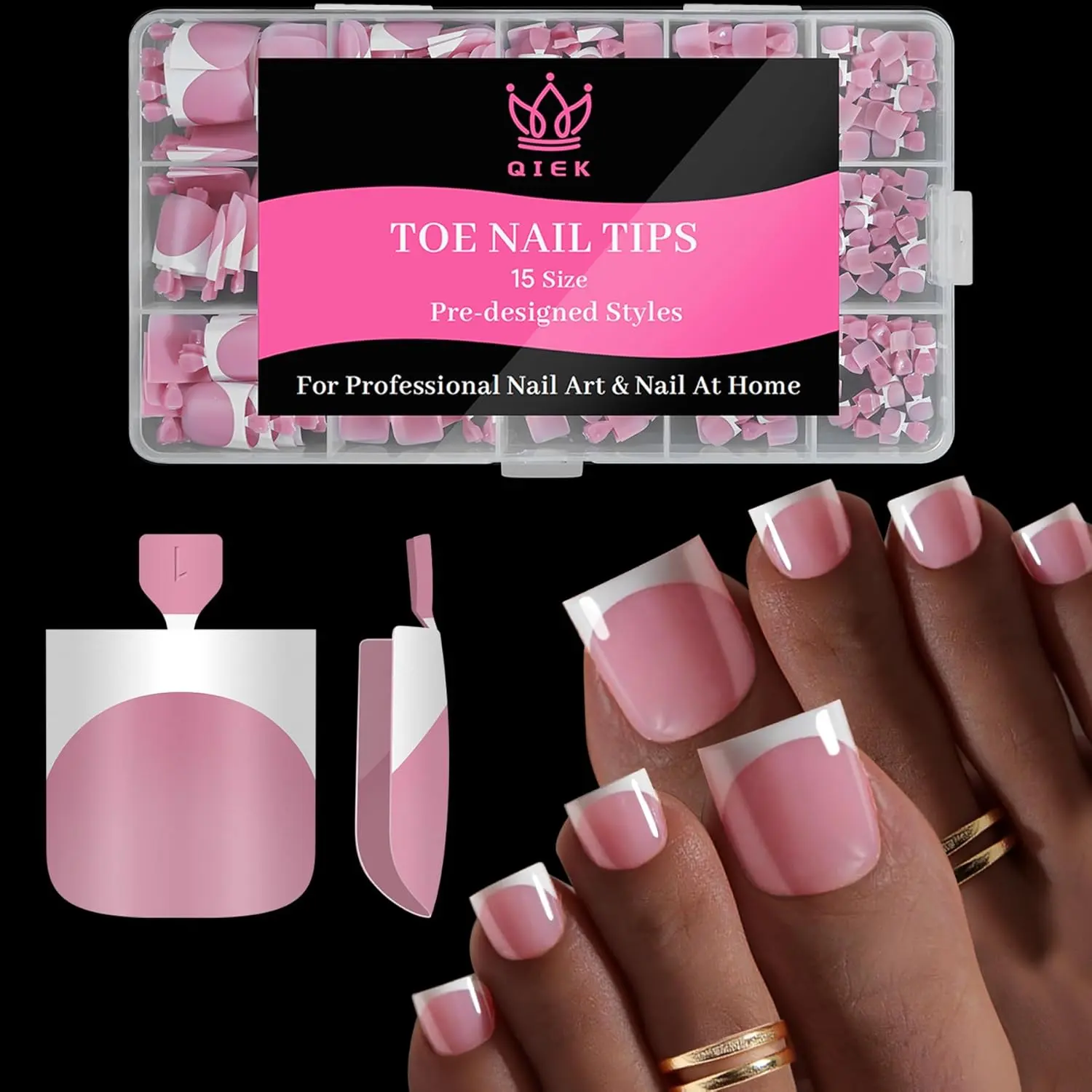 150 Pcs Berry Pink Toe Nail Tips