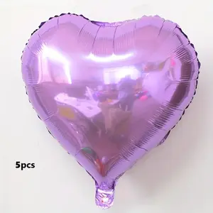18 Inch Heart Shaped Balloon, 5 Counts/set Romantic Love Aluminum Film Balloon, Party Decoration Supplies for Wedding Birthday Festival
