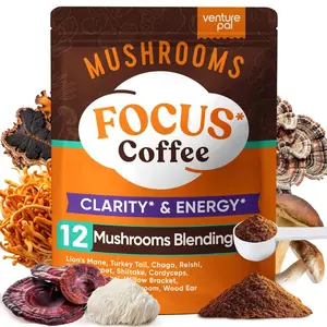 Venture Pal Mushroom Coffee with 12 Adaptogenic Mushrooms, Lion’s Mane, Cordyceps, Reishi, Turkey Tail, Ashwagandha & Probiotics, Instant Coffee for Focus, Digestion & Immune Support, 40 Servings
