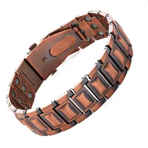 Copper Bracelet for Men, Unique Folding Clasp Wristband Brazaletes with Adjustment Tool Elegant Minimalist Bangle Adjustable Cuff Valentine’s Day gift