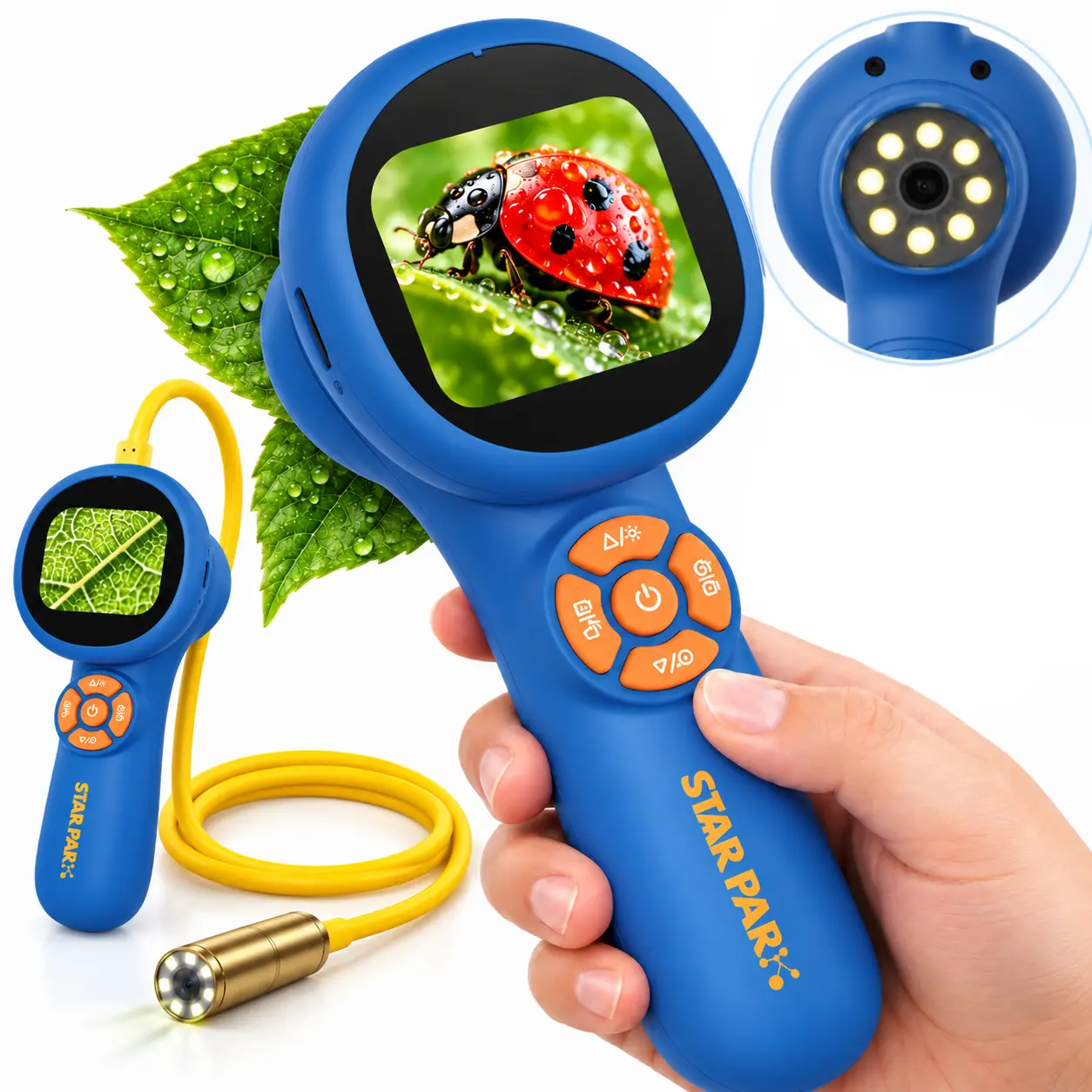 【Black Friday】500X Digital Microscope for Kids, 4K Handheld Pocket Microscope with 2.01" Screen, 2-in-1 STEM Science Toy with Detachable Borescope Camera Cable, Portable Outdoor Exploration Toy, Birthday Christmas Gifts for Boys Girls