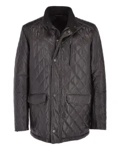 MotorCycleJackets Men's Diamond Quilted Black Leather Coat