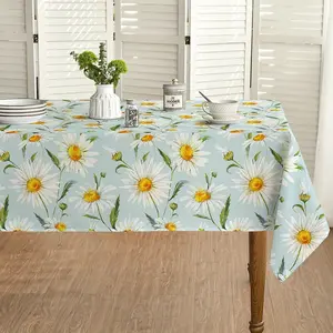 1 piece, daisy pattern tablecloth, rectangular dining table cloth, kitchen dining table decorative cover, wedding decoration, suitable for home decoration, perfect for kitchen and dining room