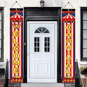 Carnival Welcome Door Decorative Banner, Entertainment Tent Sign for Birthday Parties & Halloween, Outdoor Carnival Decoration