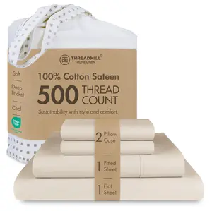 Threadmill Cotton Sheet Set | 500 Thread Count 100% Cotton Sheets , Solid