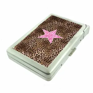 Leopard Print Star Glam y2k Metal Case with Built in Lighter
